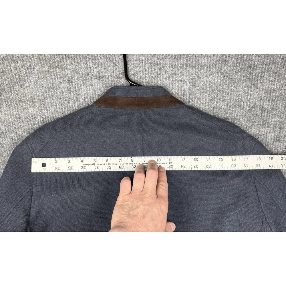 Massimo Dutti Mens 42 Blazer Blue Extra Fine Cotton Elbow Patch Bulgaria Jacket